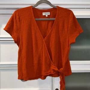 Madewell Texture & Thread | Wrap-Tie Top | Orange | Medium